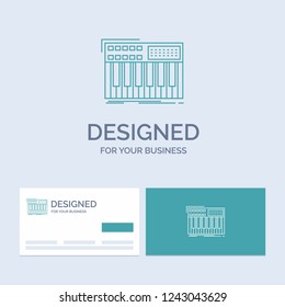 synth, keyboard, midi, synthesiser, synthesizer Business Logo Line Icon Symbol for your business. Turquoise Business Cards with Brand logo template