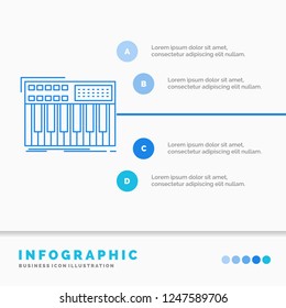 synth, keyboard, midi, synthesiser, synthesizer Infographics Template for Website and Presentation. Line Blue icon infographic style vector illustration