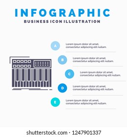 synth, keyboard, midi, synthesiser, synthesizer Infographics Template for Website and Presentation. GLyph Gray icon with Blue infographic style vector illustration.