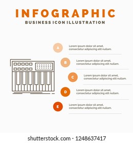 synth, keyboard, midi, synthesiser, synthesizer Infographics Template for Website and Presentation. Line Gray icon with Orange infographic style vector illustration