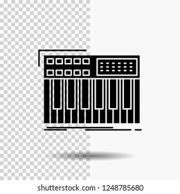 synth, keyboard, midi, synthesiser, synthesizer Glyph Icon on Transparent Background. Black Icon