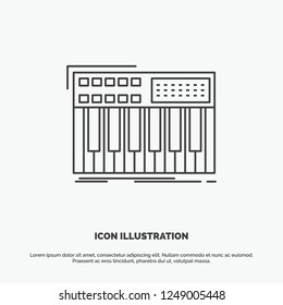 synth, keyboard, midi, synthesiser, synthesizer Icon. Line vector gray symbol for UI and UX, website or mobile application