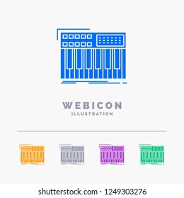 synth, keyboard, midi, synthesiser, synthesizer 5 Color Glyph Web Icon Template isolated on white. Vector illustration