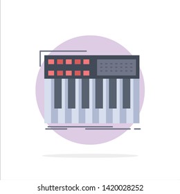 synth, keyboard, midi, synthesiser, synthesizer Flat Color Icon Vector