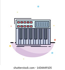 synth, keyboard, midi, synthesiser, synthesizer Flat Color Icon Vector