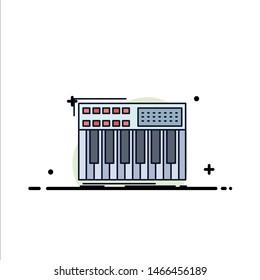 synth, keyboard, midi, synthesiser, synthesizer Flat Color Icon Vector. Vector Icon Template background