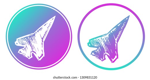 Synth or Retro Wave Circle of Airplane. Vector Illustration for Graphic Design, Card, Shirt, Poster, and More.
