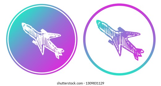 Synth or Retro Wave Circle of Airplane. Vector Illustration for Graphic Design, Card, Shirt, Poster, and More.