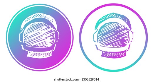 Synth or Retro Wave Circle of Astronaut. Vector Illustration for Graphic Design, Card, Shirt, Poster, and More. 