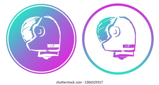 Synth or Retro Wave Circle of Astronaut. Vector Illustration for Graphic Design, Card, Shirt, Poster, and More. 