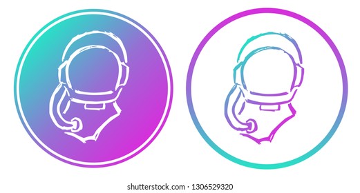 Synth or Retro Wave Circle of Astronaut. Vector Illustration for Graphic Design, Card, Shirt, Poster, and More. 