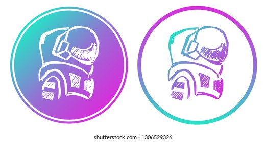 Synth or Retro Wave Circle of Astronaut. Vector Illustration for Graphic Design, Card, Shirt, Poster, and More. 