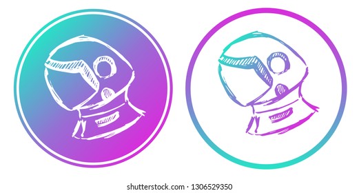 Synth or Retro Wave Circle of Astronaut. Vector Illustration for Graphic Design, Card, Shirt, Poster, and More. 
