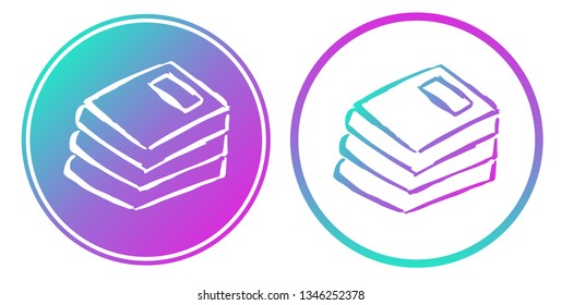 Synth or Retro Wave Circle of Books. Vector Illustration for Graphic Design, Card, Shirt, Poster, and More.