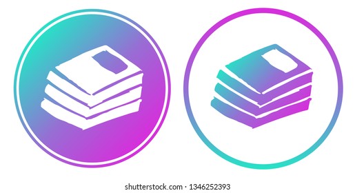Synth or Retro Wave Circle of Books. Vector Illustration for Graphic Design, Card, Shirt, Poster, and More.