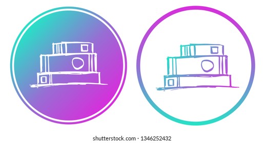 Synth or Retro Wave Circle of Books. Vector Illustration for Graphic Design, Card, Shirt, Poster, and More.