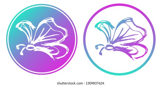 Synth or Retro Wave Circle of Butterfly. Vector Illustration for Graphic Design, Card, Shirt, Poster, and More.