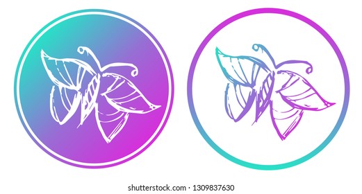 Synth or Retro Wave Circle of Butterfly. Vector Illustration for Graphic Design, Card, Shirt, Poster, and More.