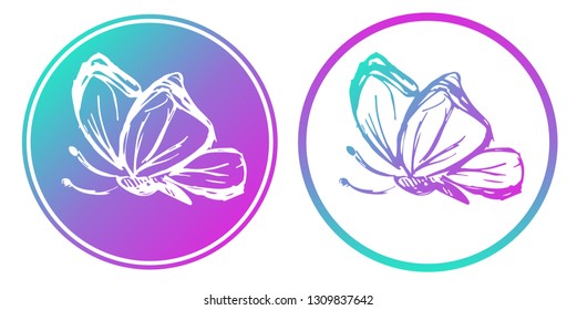 Synth or Retro Wave Circle of Butterfly. Vector Illustration for Graphic Design, Card, Shirt, Poster, and More.