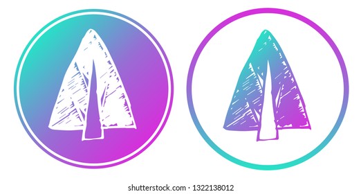 Synth or Retro Wave Circle of Christmas Pine Tree. Vector Illustration for Graphic Design, Card, Shirt, Poster, and More.