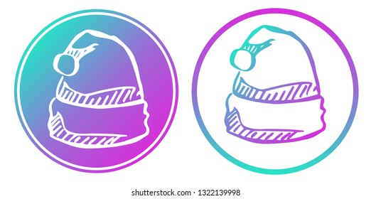 Synth or Retro Wave Circle of Christmas Santa Hat. Vector Illustration for Graphic Design, Card, Shirt, Poster, and More.