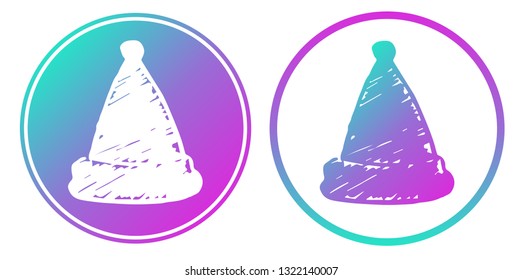 Synth or Retro Wave Circle of Christmas Santa Hat. Vector Illustration for Graphic Design, Card, Shirt, Poster, and More.
