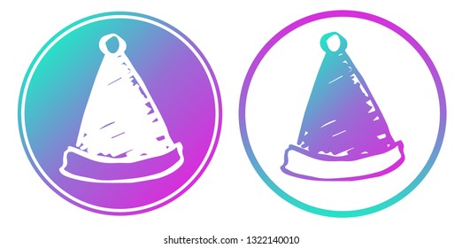Synth or Retro Wave Circle of Christmas Santa Hat. Vector Illustration for Graphic Design, Card, Shirt, Poster, and More.