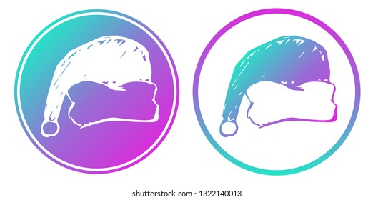 Synth or Retro Wave Circle of Christmas Santa Hat. Vector Illustration for Graphic Design, Card, Shirt, Poster, and More.
