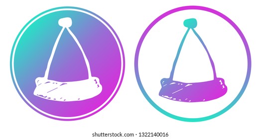 Synth or Retro Wave Circle of Christmas Santa Hat. Vector Illustration for Graphic Design, Card, Shirt, Poster, and More.