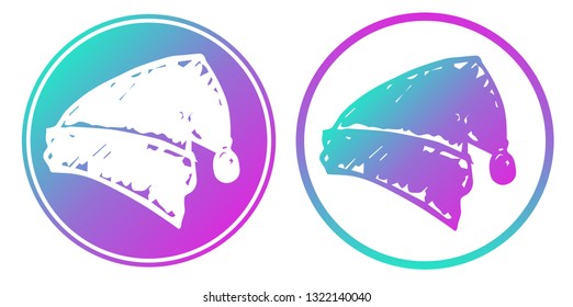 Synth or Retro Wave Circle of Christmas Santa Hat. Vector Illustration for Graphic Design, Card, Shirt, Poster, and More.