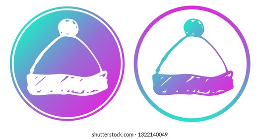 Synth or Retro Wave Circle of Christmas Santa Hat. Vector Illustration for Graphic Design, Card, Shirt, Poster, and More.