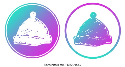 Synth or Retro Wave Circle of Christmas Santa Hat. Vector Illustration for Graphic Design, Card, Shirt, Poster, and More.