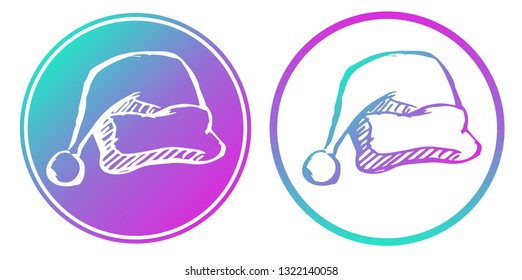Synth or Retro Wave Circle of Christmas Santa Hat. Vector Illustration for Graphic Design, Card, Shirt, Poster, and More.