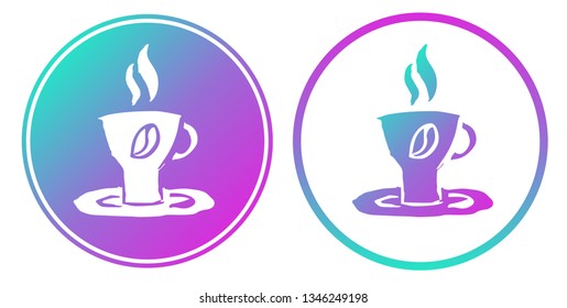 Synth or Retro Wave Circle of Coffee Drinks. Vector Illustration for Graphic Design, Card, Shirt, Poster, and More.