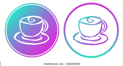 Synth or Retro Wave Circle of Coffee Drinks. Vector Illustration for Graphic Design, Card, Shirt, Poster, and More.