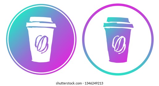 Synth or Retro Wave Circle of Coffee Drinks. Vector Illustration for Graphic Design, Card, Shirt, Poster, and More.