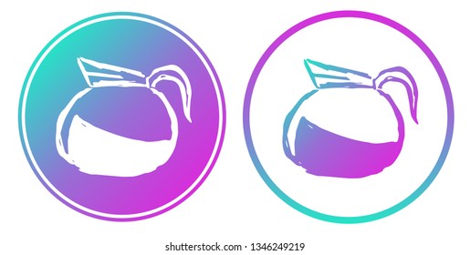 Synth or Retro Wave Circle of Coffee Drinks. Vector Illustration for Graphic Design, Card, Shirt, Poster, and More.