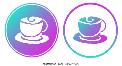 Synth or Retro Wave Circle of Coffee Drinks. Vector Illustration for Graphic Design, Card, Shirt, Poster, and More.