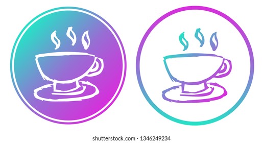 Synth or Retro Wave Circle of Coffee Drinks. Vector Illustration for Graphic Design, Card, Shirt, Poster, and More.