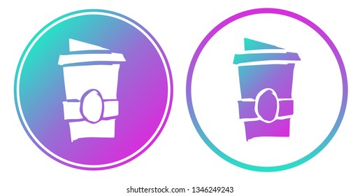 Synth or Retro Wave Circle of Coffee Drinks. Vector Illustration for Graphic Design, Card, Shirt, Poster, and More.