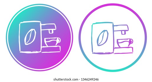 Synth or Retro Wave Circle of Coffee Drinks. Vector Illustration for Graphic Design, Card, Shirt, Poster, and More.