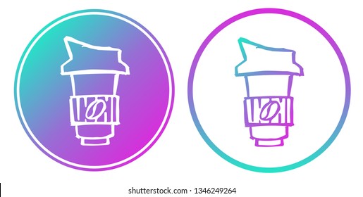 Synth or Retro Wave Circle of Coffee Drinks. Vector Illustration for Graphic Design, Card, Shirt, Poster, and More.