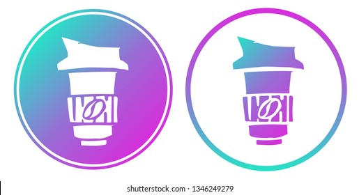 Synth or Retro Wave Circle of Coffee Drinks. Vector Illustration for Graphic Design, Card, Shirt, Poster, and More.