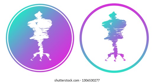 Synth or Retro Wave Circle of Fashion Mannequin. Vector Illustration for Graphic Design, Card, Shirt, Poster, and More. 