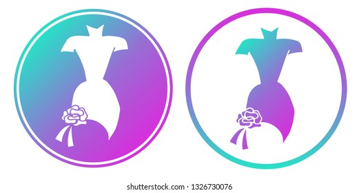 Synth or Retro Wave Circle of Fashion Dress. Vector Illustration for Graphic Design, Card, Shirt, Poster, and More.