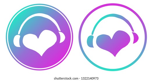 Synth or Retro Wave Circle of Heart Shape. Vector Illustration for Graphic Design, Card, Shirt, Poster, and More.