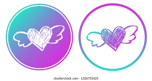 Synth or Retro Wave Circle of Heart Shape. Vector Illustration for Graphic Design, Card, Shirt, Poster, and More.