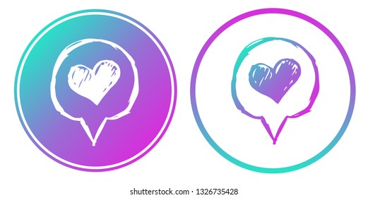 Synth or Retro Wave Circle of Heart Shape. Vector Illustration for Graphic Design, Card, Shirt, Poster, and More.