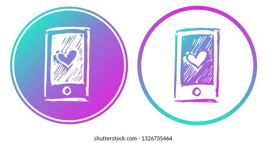 Synth or Retro Wave Circle of Heart Shape. Vector Illustration for Graphic Design, Card, Shirt, Poster, and More.