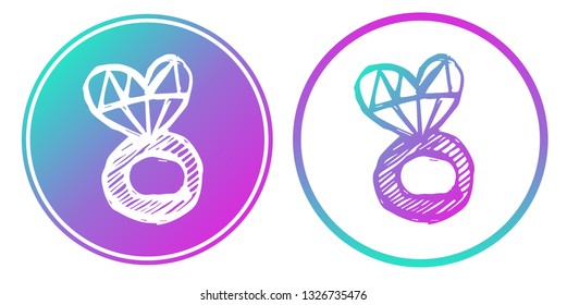 Synth or Retro Wave Circle of Heart Shape. Vector Illustration for Graphic Design, Card, Shirt, Poster, and More.